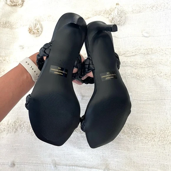 NWT Steve Madden Black Prema Braided Sandal heels size 7 - Picture 5 of 5